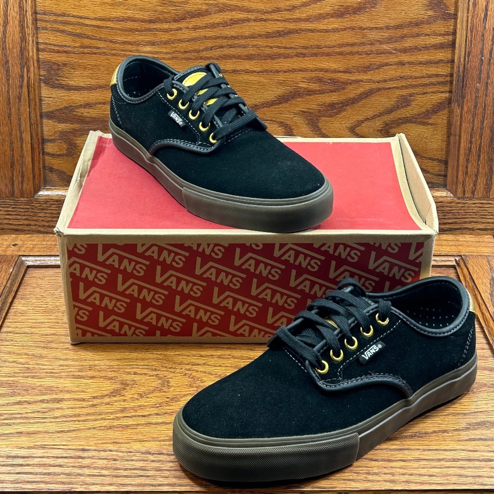 Vans Chima Ferguson Pro Black Gold Suede Skate Shoes Size Men 6.5